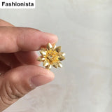 30 pcs Brass 3D Flower Bead Caps, DIY Crafts Findings