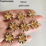 30 pcs Brass 3D Flower Bead Caps, DIY Crafts Findings