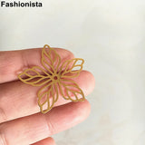 Brass Filigree Leaf-Petal Flower Bead Caps 30mm DIY Earrings Jewelry