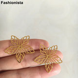 Brass Filigree Leaf-Petal Flower Bead Caps 30mm DIY Earrings Jewelry