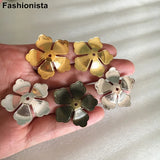 30 pcs Brass Flower Bead Cap, 5-petal Flower Bead Caps, Assorted Colors