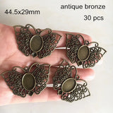 30 pcs Bronze Butterfly Charms Pendant Tray for Oval Cabochon