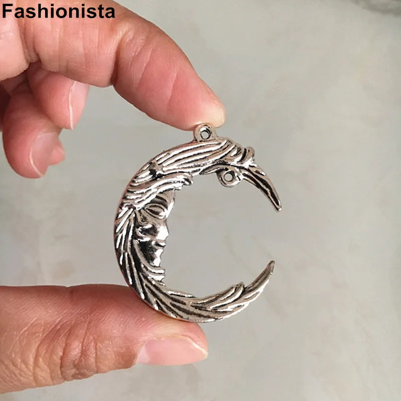 30 pcs Vintage Metal Moon Girl Charms for Earrings Making DIY Jewelry Findings
