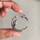 30 pcs Vintage Metal Moon Girl Charms for Earrings Making DIY Jewelry Findings