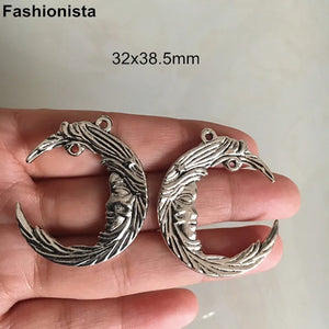 30 pcs Vintage Metal Moon Girl Charms for Earrings Making DIY Jewelry Findings