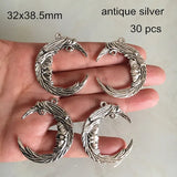 30 pcs Vintage Metal Moon Girl Charms for Earrings Making DIY Jewelry Findings