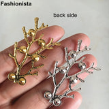 30 pcs Silver-color Metal Tree Branch Rhinestone Embellishment 28x45mm