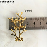 30 pcs Silver-color Metal Tree Branch Rhinestone Embellishment 28x45mm