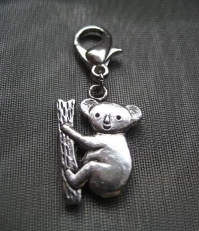 30pcs Koala Animal Dangle Bead Charm Lobster Clasp Bracelets Key Chain Purse