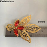 30 Large Filigree Leaf Charms With Rhinestone, 55x69mm, Gold/Steel