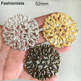 30 pcs Large Metal Filigree Flower For DIY Crafts & Jewelry, Gold/Silver/Bronze