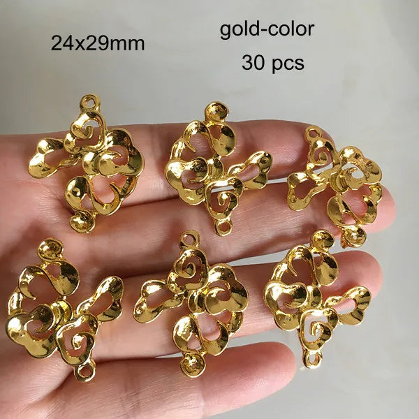 30 pcs Metal Lucky Clouds Charms Pendant 24x29mm Gold/KC Gold/Silver
