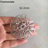 30 pcs Metal Filigree Charms 52.2mm Round Heart Pendant, DIY Jewelry Headwear