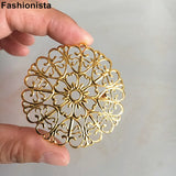 30 pcs Metal Filigree Charms 52.2mm Round Heart Pendant, DIY Jewelry Headwear
