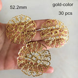 30 pcs Metal Filigree Charms 52.2mm Round Heart Pendant, DIY Jewelry Headwear