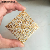 30 Metal Filigree Rhombus Charms 50*50mm Flower Settings Gold Silver Bronze