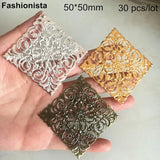 30 Metal Filigree Rhombus Charms 50*50mm Flower Settings Gold Silver Bronze