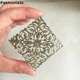 30 Metal Filigree Rhombus Charms 50*50mm Flower Settings Gold Silver Bronze