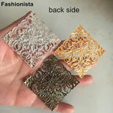 30 Metal Filigree Rhombus Charms 50*50mm Flower Settings Gold Silver Bronze