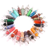 Natural Stone Hexagonal Column Quartz Necklace Pendants Crystal Jewelry Making