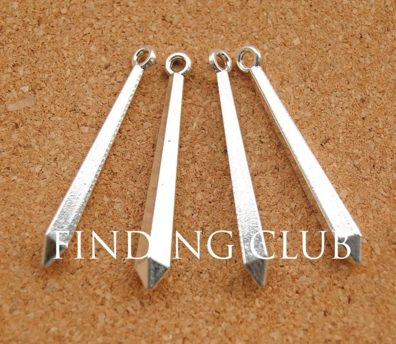 30 pcs Silver Geometric Spikes Charms Pendant DIY Metal Bracelet Necklace