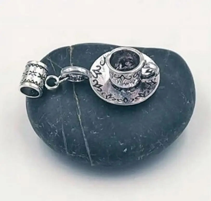 30 pcs Teacup Teapot Dangle Bead for European Charm Bracelet Vintage Pendants