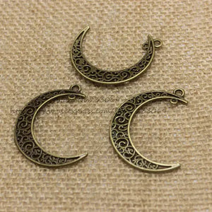 30x41mm Metal Alloy Hollow Moon Charms Pendants Lot
