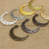30x41mm Metal Alloy Hollow Moon Charms Pendants Lot