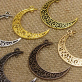 30x41mm Metal Alloy Hollow Moon Charms Pendants Lot