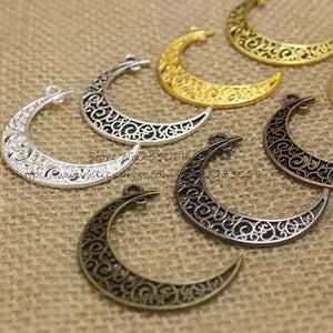 30x41mm Metal Alloy Hollow Moon Charms Pendants Lot
