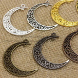 30x41mm Metal Alloy Hollow Moon Charms Pendants Lot
