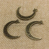 30x41mm Metal Alloy Hollow Moon Charms Pendants Lot