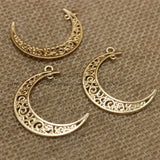 30x41mm Metal Alloy Hollow Moon Charms Pendants Lot