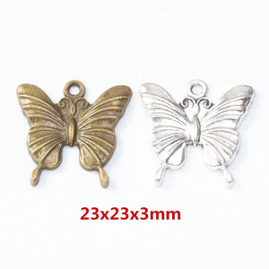 30 Retro Metal Butterfly Pendant for DIY Jewelry Making