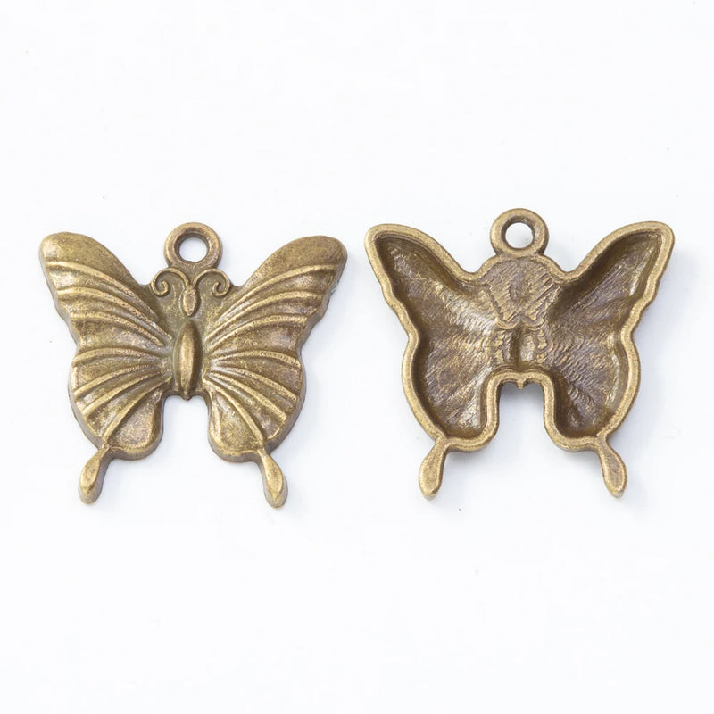 30 Retro Metal Butterfly Pendant for DIY Jewelry Making