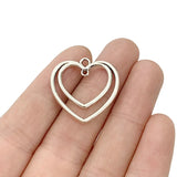 30 x Antique Silver Hollow Heart Charms Pendants 2 Sided 25x25mm
