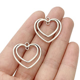 30 x Antique Silver Hollow Heart Charms Pendants 2 Sided 25x25mm