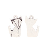 30 Tibetan Silver Origami Fox Charms Pendants DIY Jewelry Making 22x13mm