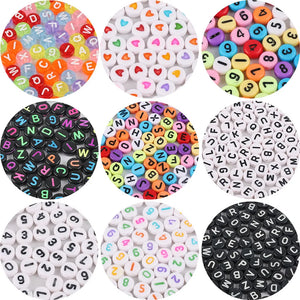 300/500Pcs Acrylic Letter Beads 4x7mm Alphabet Spacer DIY Bracelets