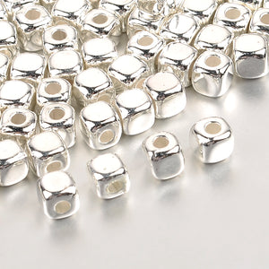 300/500pcs CCB Square Cubic Beads KC Silver Spacer Beads for Jewelry Making
