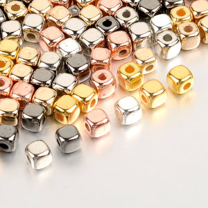 300/500pcs CCB Square Cubic Beads KC Silver Spacer Beads for Jewelry Making