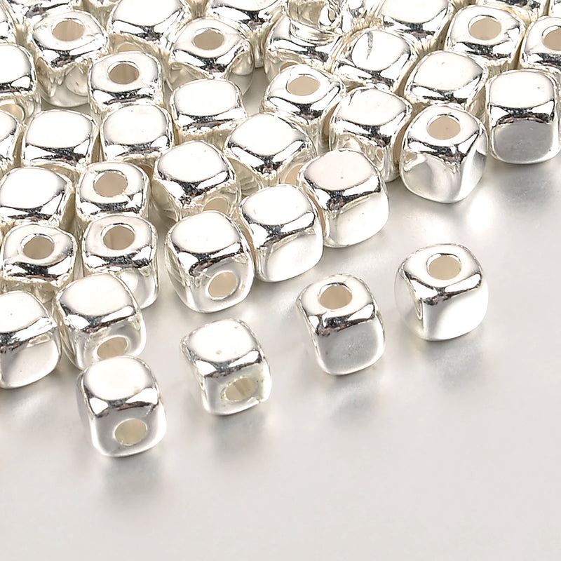 300/500pcs CCB Square Cubic Beads KC Silver Spacer Beads for Jewelry Making