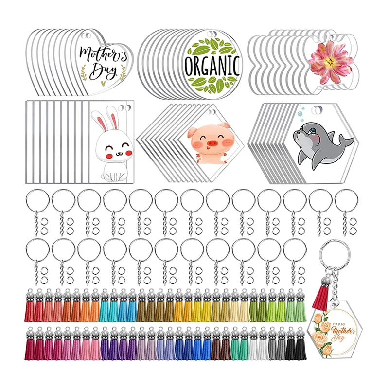 300 PCS Clear Acrylic Blanks for Vinyl Resin Ornament Engrave