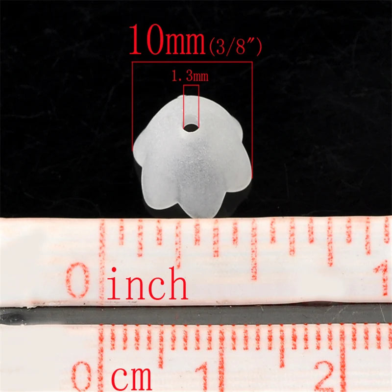 300PCs Frosted Flower Acrylic Spacer Beads 10x9mm
