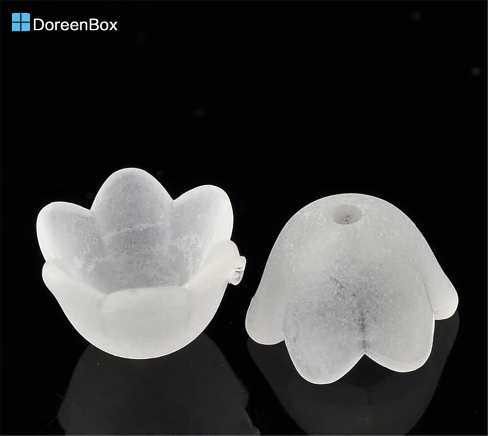 300PCs Frosted Flower Acrylic Spacer Beads 10x9mm
