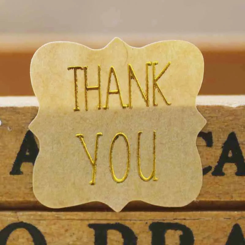 300 Pcs Thank You Red Heart Label HandMade With Love Stickers