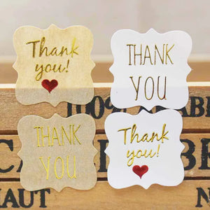 300 Pcs Thank You Red Heart Label HandMade With Love Stickers