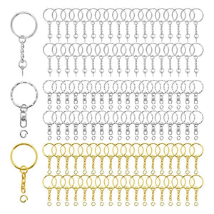 300 Pieces Split Key Ring with Chain Jump Rings Silver Metal Parts