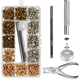 300 Sets Leather Rivets Double Cap Rivet Tubular Metal Studs with Punch Pliers