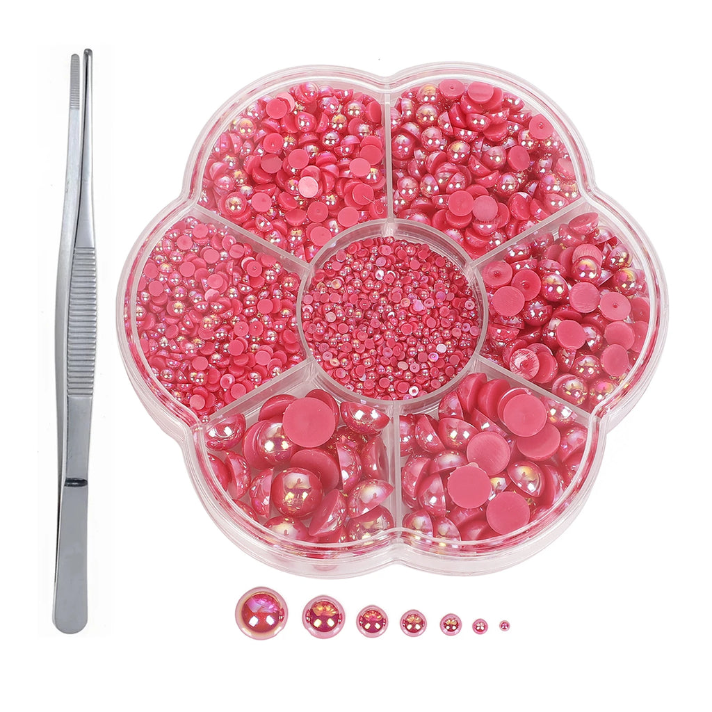 3000-Pcs 24 Colors Half Round Pearls Beads for Jewelry Nail Art